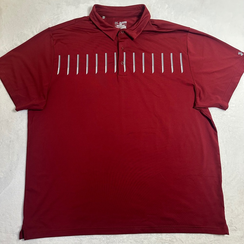 Under Armour Mens 3XL Maroon Polo Shirt Loose Fit Short Sleeve Golf Performance